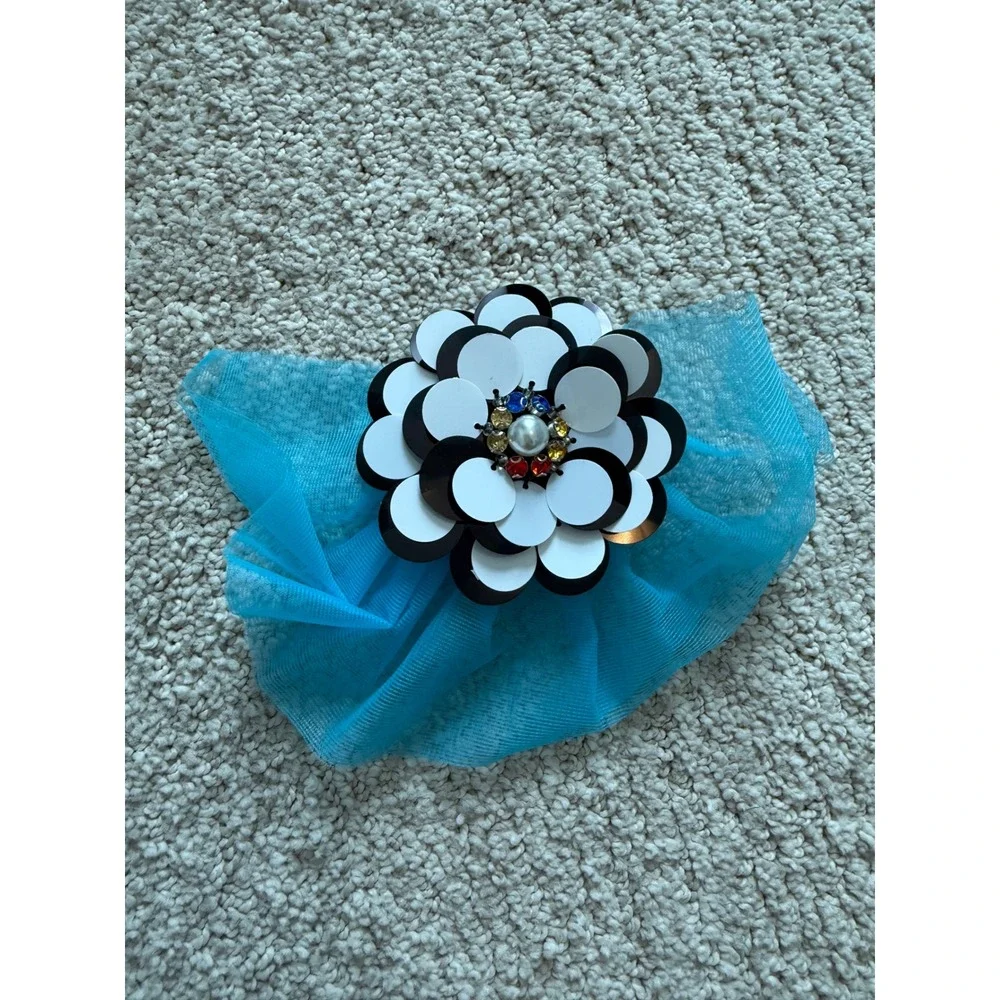 Weissman XSC Dance Costume - Blue Rhinestone Velvet, w/Fringe & Tulle Skirt‎